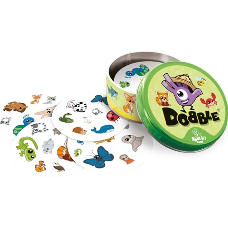 Zygomatic Dobble Tiere, Brettspiel in robuster Metalldose mit runden, leicht spielbaren Karten für Kinder und Erwachsene – Bild 4