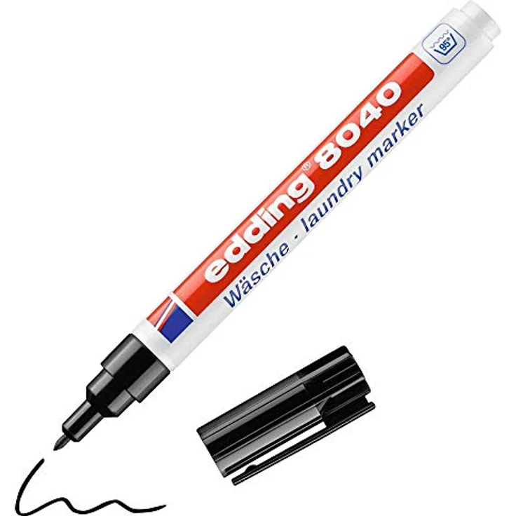 edding 8040 Wäschemarker - schwarz - 1 Stift - Rundspitze 1 mm - Textilstift waschmaschinenfest (95° C) zur Beschriftung von Kleidung - Textilmarker – Bild 1