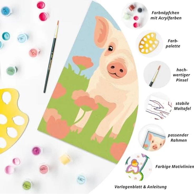 Ravensburger Malen nach Zahlen CREART® Süßes Hausschwein, Farbige Motivlinien für leichteres Malen – Bild 5