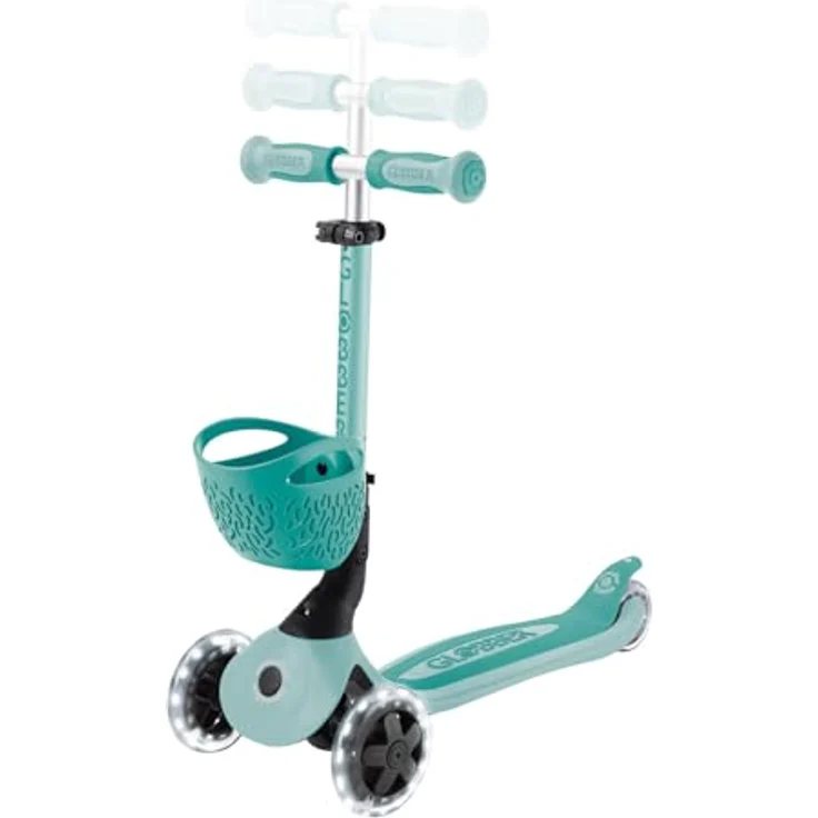 Globber GO-UP BABY 360 LIGHTS petrol-hellblau Scooter mit Leuchtrollen und Leuchtmodul – Bild 4