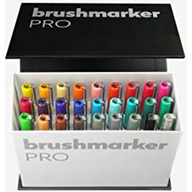 Karin Mini Box Brushmarker PRO 26 Stück + 1 Blender transparenter Körper mit Ink-Free System, 2,4 ml Flüssiger Farbe - Aquarellpapier geeignet – Bild 4
