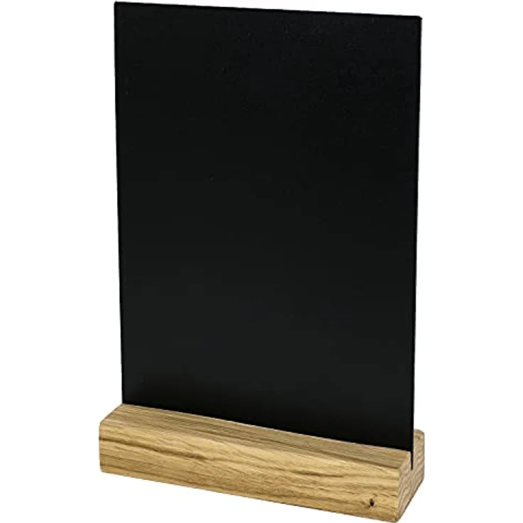 HMF Tischaufsteller Kreidetafel, DIN A5, schwarze DIY Deko mit Holzfuß, wiederverwendbar und stabil – Bild 1