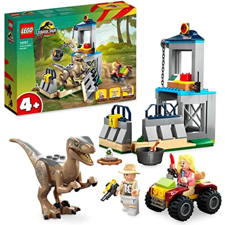 LEGO 76957 Jurassic Park Flucht des Velociraptors, Dinosaurierspielzeug und Buggy-Auto zum Sammeln für Kinder ab 5 Jahren – Bild 1