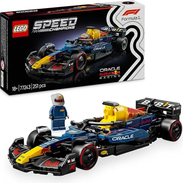 LEGO Speed Champions Oracle Red Bull Racing RB20 F1 Rennauto mit Minifigur des Fahrers, detailgetreues Modellauto für Formel 1 Fans, 77243
