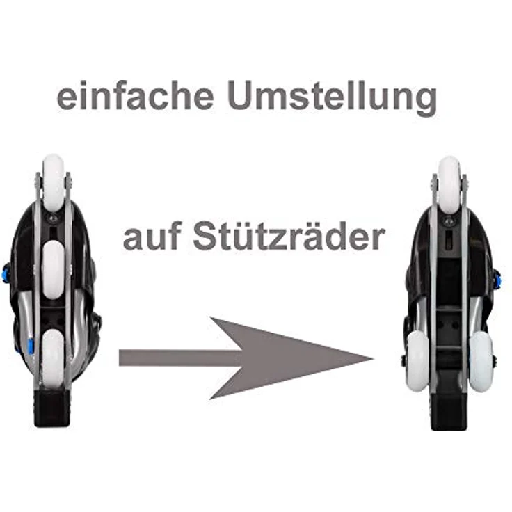 JAMBACH Kinder Inliner Set mit Protektoren verstellbar zum Rollschuh mit LED blau (M (34-37)) - Kinder Inliner-Set, größenverstellbar, mit Blinkfunktion – Bild 3