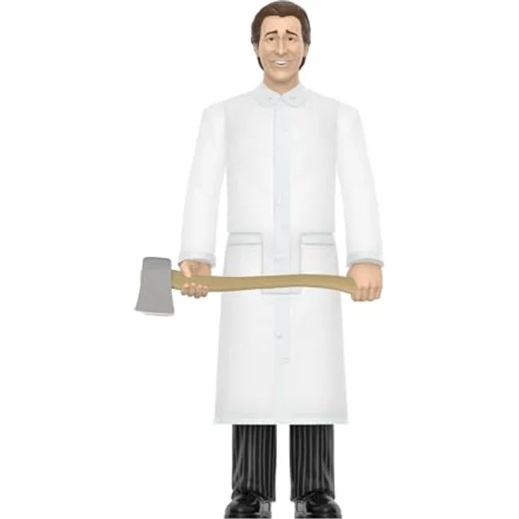 Super7 American Psycho (2000) Reaction Actionfigur Patrick Bateman (Raincoat), 10 cm mit Axt-Zubehör und beweglichen Teilen – Bild 2