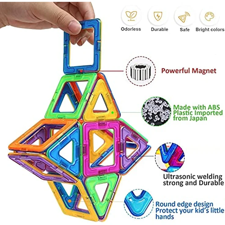 CONDIS Magnetische Bausteine 95 Teile, Magnetspielzeug Magneten Fuer Kinder Magnetbausteine Set Magnet Spielzeug Magnetspiele für Kinder Geschenk ab 3 4 5 6 7 8 Jahre Junge Mädchen Bauklötze Bausatz - Preisvergleich – Bild 5