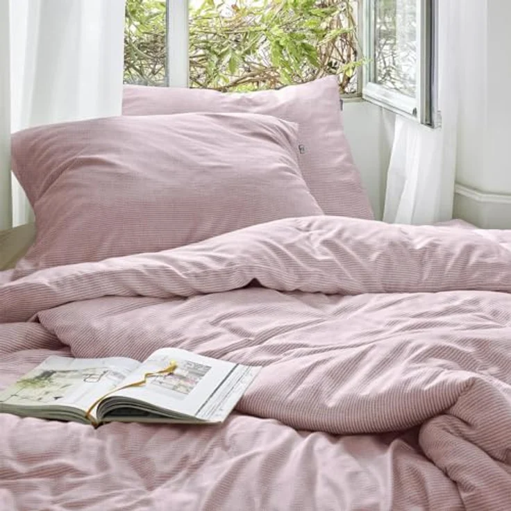 Irisette Seersucker Bettwäsche Easy Granby rosa, atmungsaktiv, luftig leicht, Sommerbettwäsche – Bild 2