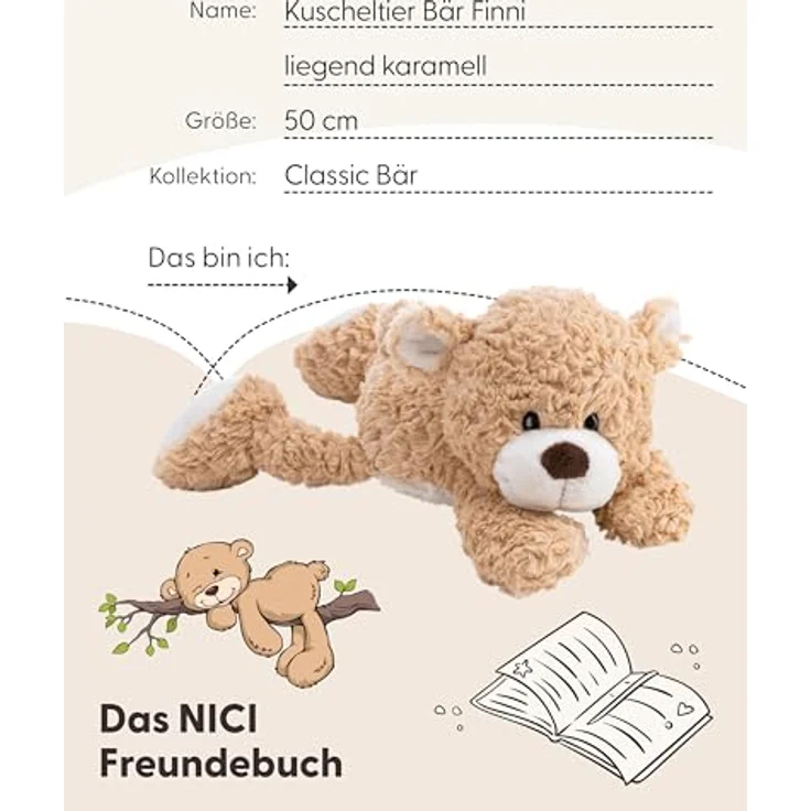 NICI Kuscheltier Bär Finni 50cm - karamell, supersoftes Plüschtier mit weißen Akzenten, perfekt zum Kuscheln und Spielen für Kinder & Erwachsene, tolle Geschenkidee - 62964 – Bild 6