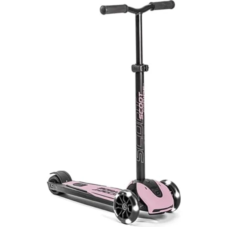 Scoot and Ride Highwaykick 5 Kickboard mit LED Kinderroller Scooter, Rose - Höhenverstellbar und abnehmbare Lenkstange, geeignet ab 5 Jahren