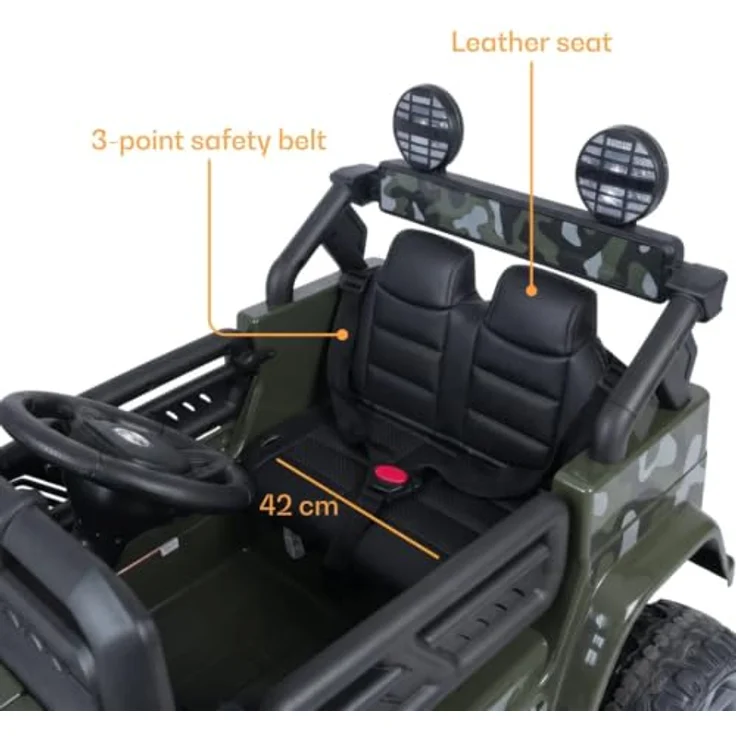 Vrooomy Elektrofahrzeug Toyota FJ Cruiser, 12V mit Fernbedienung, für 1 bis 6 Jahre, grün, 3 km/h-6 km/h, mit MP3-Player und Sicherheitsgurt – Bild 5