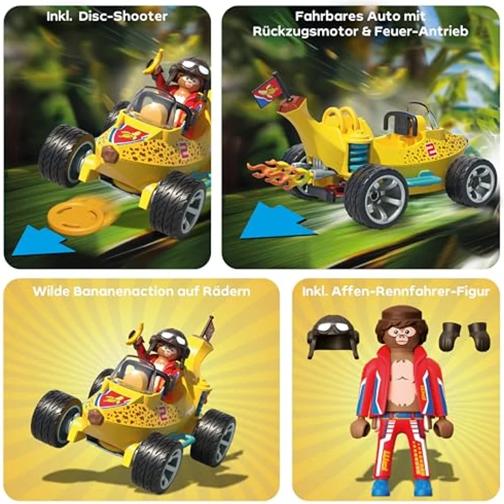 PLAYMOBIL Fun Stars Racing Banana, Spielzeugauto mit Rückzugmotor & Schießfunktion, für Kinder ab 4 Jahren, 71717 – Bild 4