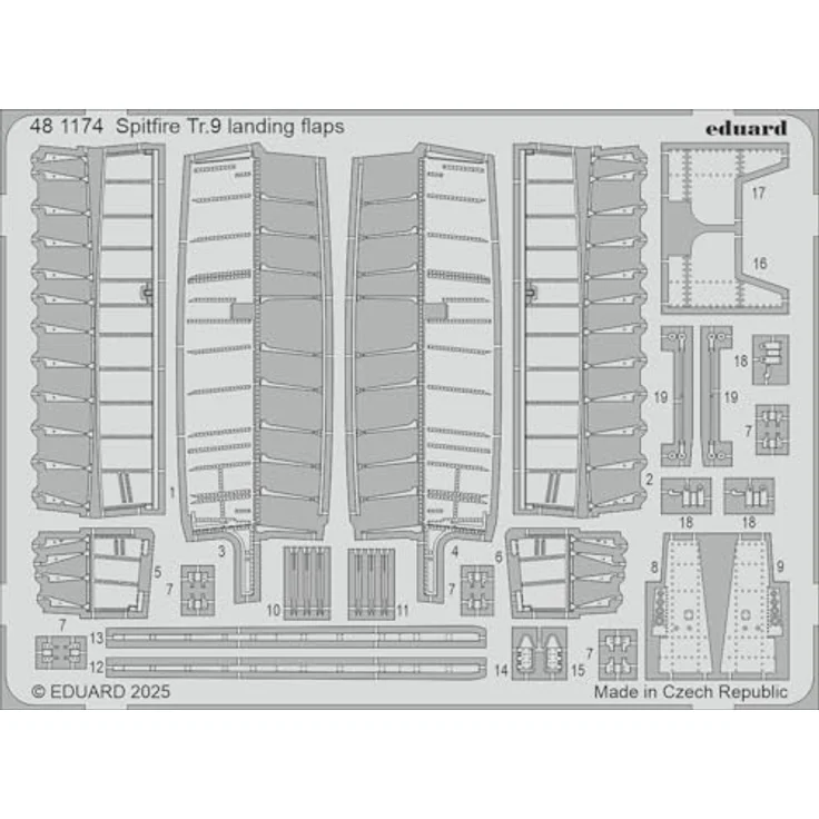 Eduard 1/48 Big Ed Spitfire Tr.9 Teilesatz, Kunststoffteile mit Radierer, Landeklappen, Sicherheitsgurt und Malermaske für Airfix – Bild 2