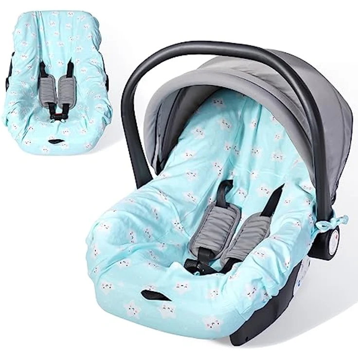 Orzbow Sommerbezug für Babyschale, Universal Schutzbezug aus 100% Baumwolle, atmungsaktiv und maschinenwaschbar (Blau) – Bild 1
