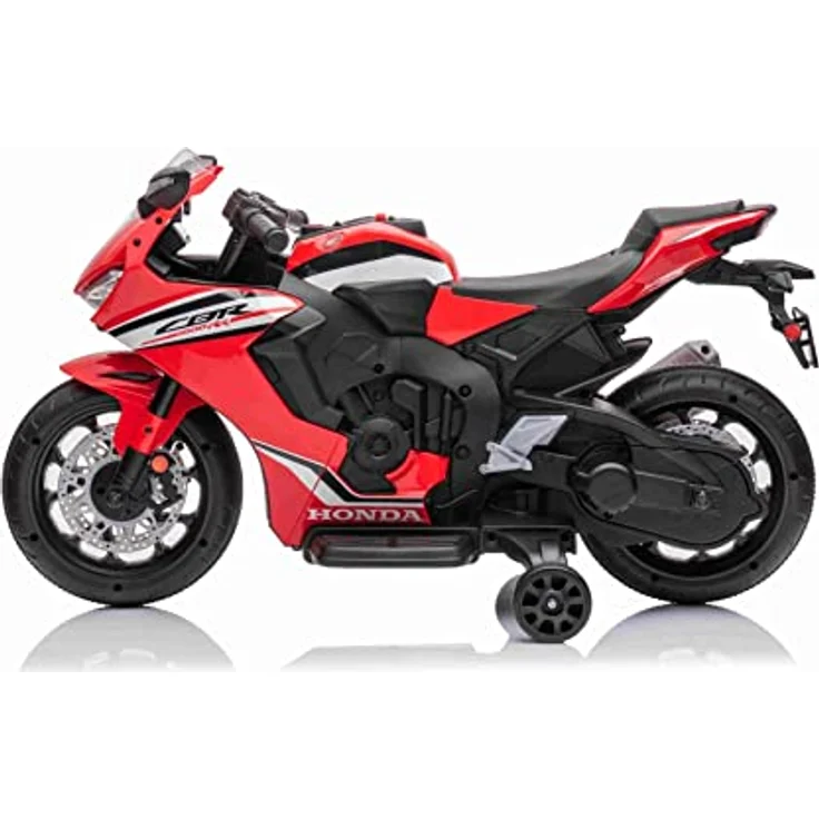Beneo Kinder-Elektromotorrad HONDA CBR 1000RR, lizenziert, 12V-Batterie, Kunstledersitz, Kunststoffräder, 30W-Motor, LED-Beleuchtung, solider Rahmen, Hilfsräder, rot – Bild 2