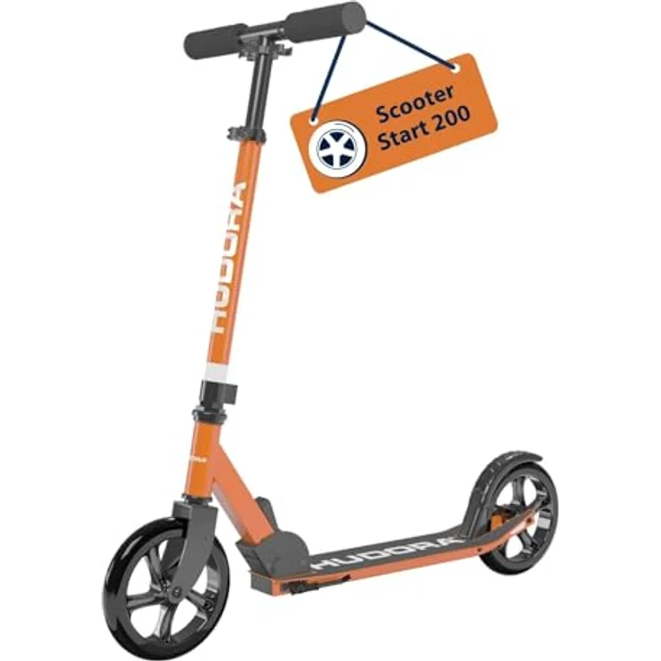 HUDORA Scooter Start 200, stabiler Aluminium-Roller, höhenverstellbar & zusammenklappbar, für Kinder & Erwachsene bis 100 kg, orange – Bild 1