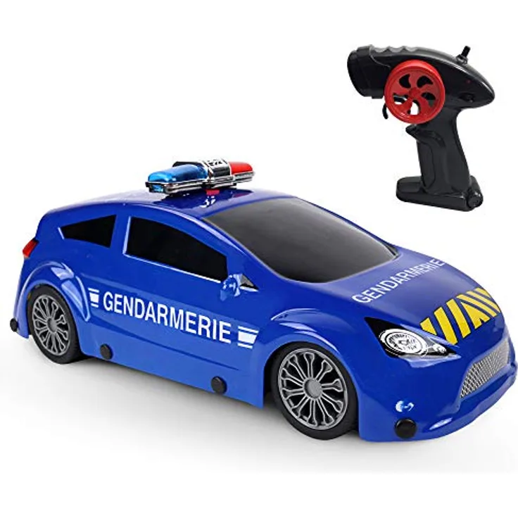 TURBO CHALLENGE - Auto - Gendarmerie - 099208 - Ferngesteuertes Auto - Blau - 1/16 - Fertig zum Fahren - Wiederaufladbarer Akku und Batterien inklusive - Kunststoff - Ab 6 Jahren