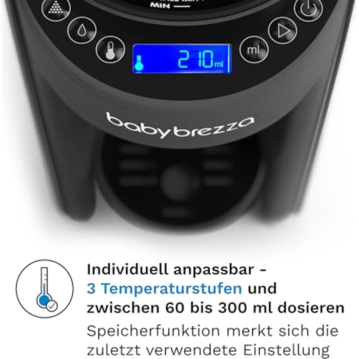 Baby Brezza Flaschenwärmer, Automatischer Flaschenzubereiter mit 2 Milchpulvertrichtern, klumpenfreies Mischsystem für 60-300 ml, BPA-frei, individuell einstellbare Temperatur – Bild 3