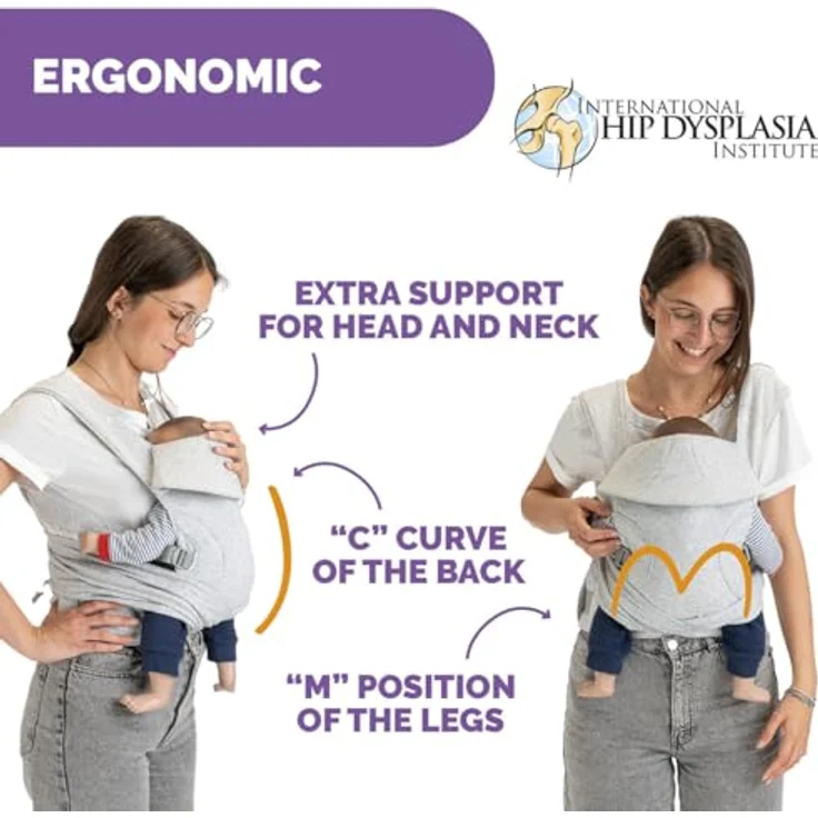 Chicco Boppy Comfygrow Babytrage, ergonomische Bauchtrage für Babys 3,5 - 15 kg, grau, waschbar – Bild 2