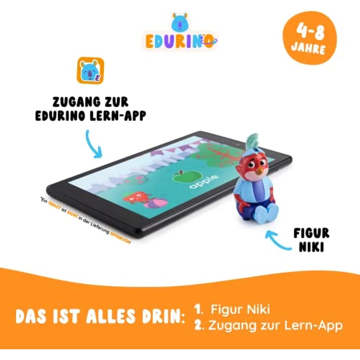 Edurino Figur Niki Erstes Englisch ab 4 Jahren inkl. App I Innovatives & digitales Lernspiel für Mädchen & Jungen I Spielerisches Englisch Lernen für Kinder I Über 150 Wörter & Phrasen – Bild 2
