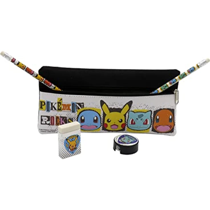 CYPBRANDS Pokémon Schreibwaren-Set, bunt, Federmäppchen mit 2 Bleistiften, Radiergummi und Bleistiftspitzer, Unisex für Kinder – Bild 4