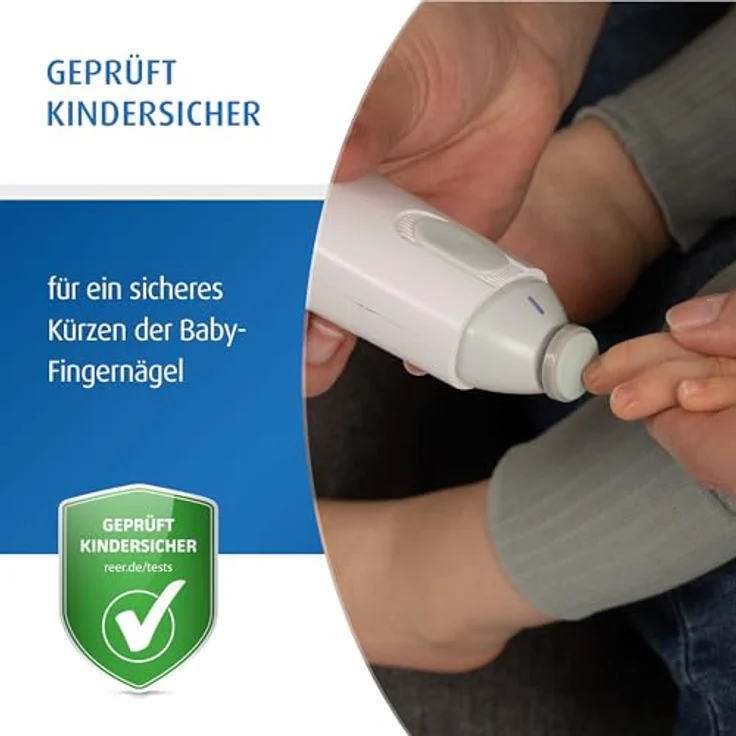 Reer BabyCare elektrische Nagelfeile | Sanft zu Fingernägeln | Nagelpflegeset für Babys und Kleinkinder – Bild 2