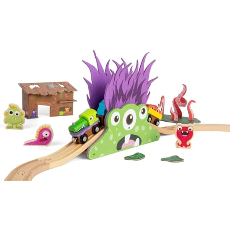 Bigjigs Holzmonsterbrücke, robuste Holzeisenbahn-Brücke für fantasievolles Spielzeug-Bahn-Design – Bild 2
