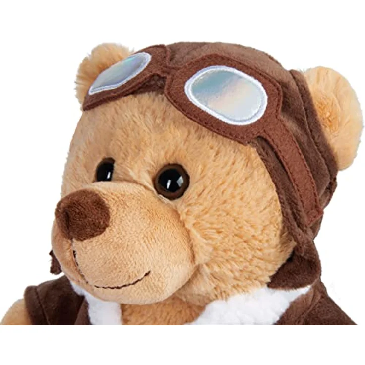BRUBAKER Teddybär Pilot mit Fliegerbrille und Pilotenoutfit Braun - 25 cm Teddy in Flieger Uniform - Plüschbär Glücksbringer Kuscheltier – Bild 3