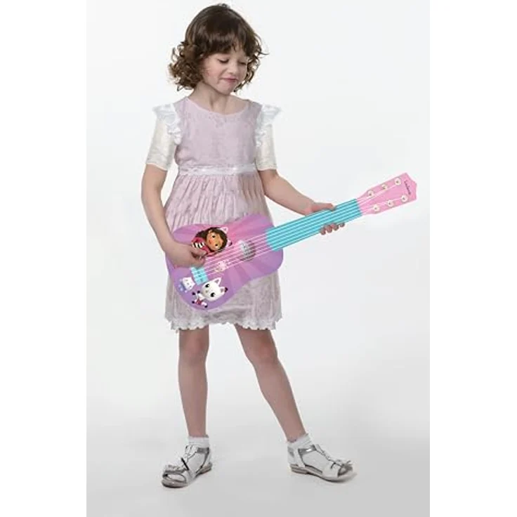 Gabby's Dollhouse Meine erste Gitarre, 21" Kinder-Gitarre in leuchtenden Farben mit süßen Motiven, Musikspielzeug – Bild 7