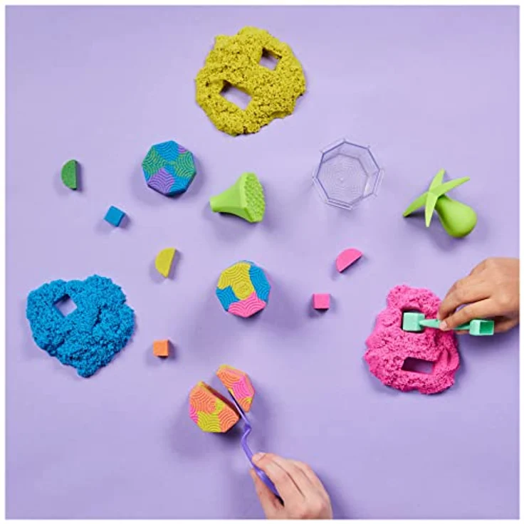 Kinetic Sand Squish N' Create Set - mit 382 g original magischem kinetischem Sand aus Schweden in DREI Farben und 5 Werkzeugen für kreatives Indoor-Sandspiel, ab 3 Jahren – Bild 4