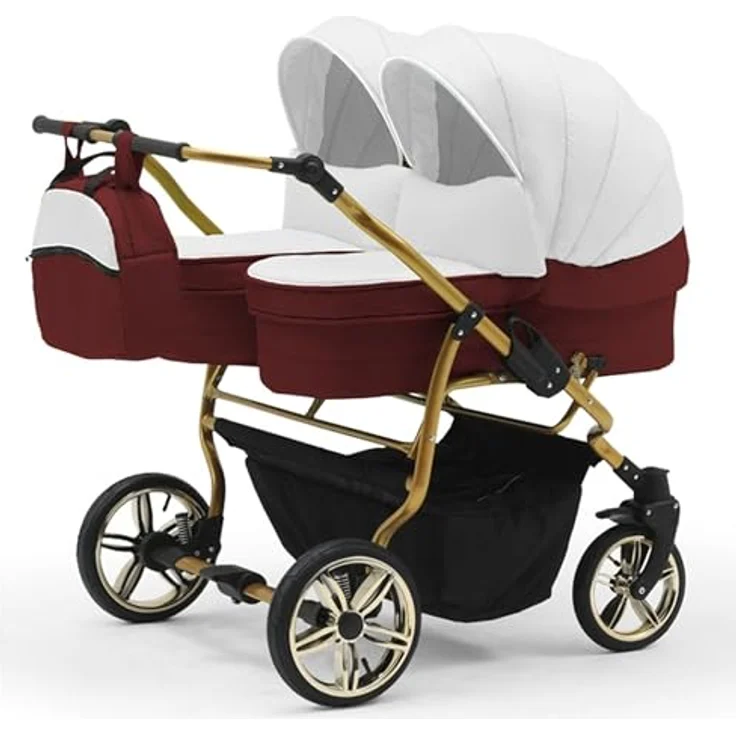 Elcar Zwillingskinderwagen 5 in 1 Duet Lux Goldedition inkl. Autositze und Iso Bases - 14 Teile - in 20 Farben – Bild 2