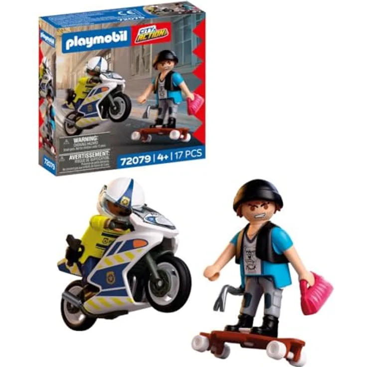 Playmobil® 72079 Verfolgungsjagd mit Motorrad, Spielset mit Dieb und Brecheisen, geeignet für Kinder ab 3 Jahren