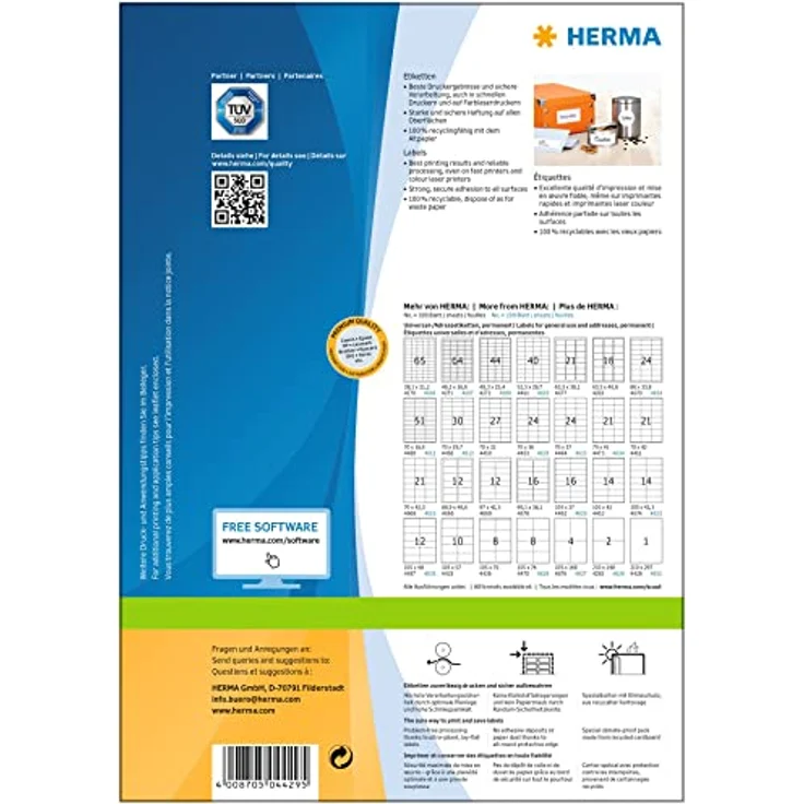 Adressetiketten, 100 Blatt, 70 x 35 mm, 24 Stück pro A4 Bogen, 2400 Aufkleber, selbstklebend, bedruckbar, matt, blanko Adressaufkleber aus Papier, weiß – Bild 2