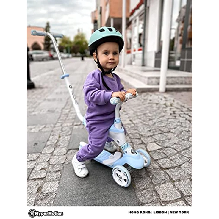 HyperMotion 5-in-1 Kinderroller mit Schiebefunktion und Gummirädern, blau – Bild 3