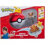 Pokémon Battle Spinner Single-Pack Evoli, Arena Set mit Pokéball Launcher, offiziell lizensiert, von Jazwares