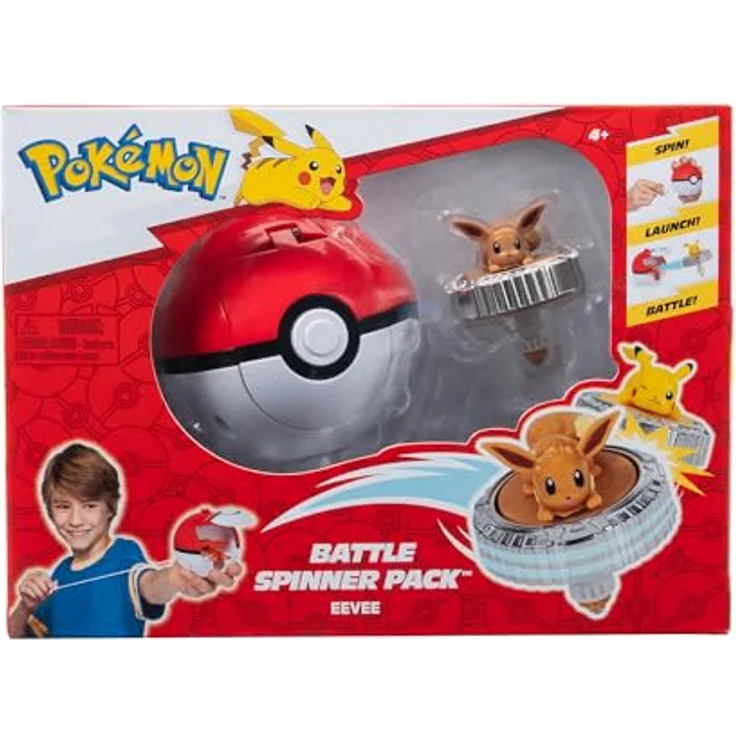 Pokémon Battle Spinner Single-Pack Evoli, Arena Set mit Pokéball Launcher, offiziell lizensiert, von Jazwares – Bild 1