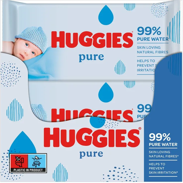 HUGGIES Baby-Feuchttücher Pure, sensitive, 99% Wasser, hypoallergen, 10 x 56 Babytücher
