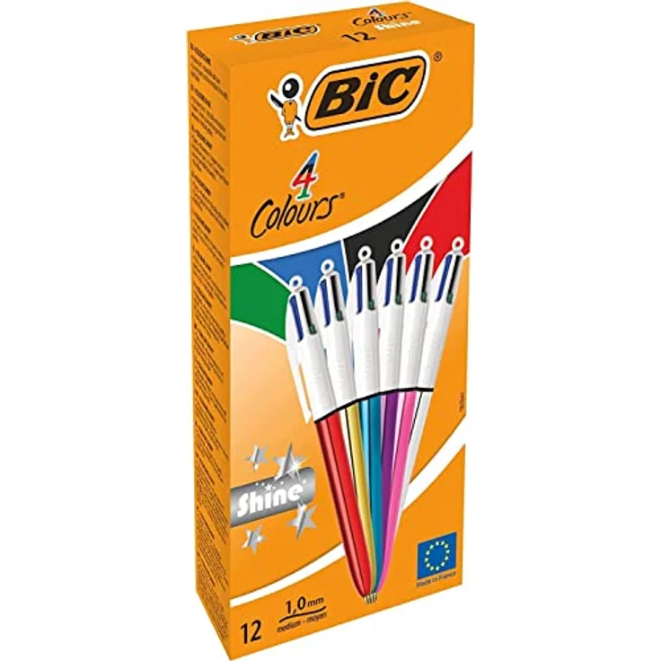Bic 4 Colours Shine, Druckkugelschreiber im Thekendisplay, Multicolor, 12 Stück – Bild 2