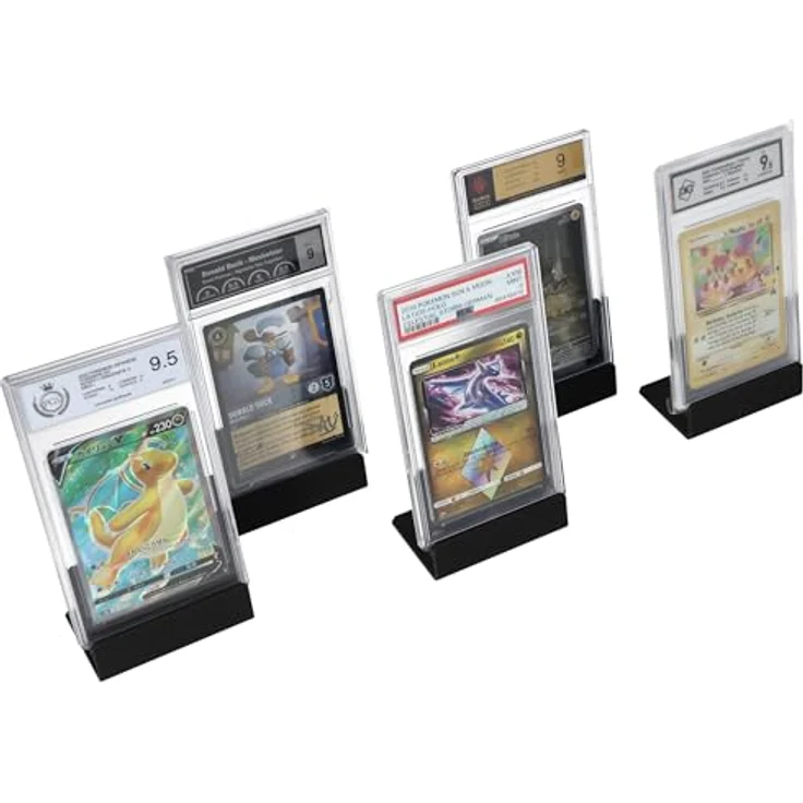 Feldherr 5er Set Kartenständer für Graded und Trading Cards, schwarz, kompatibel mit PSA-, BGS-, CGC-Displays, stabiler Stand, optimaler Neigungswinkel 10° – Bild 1