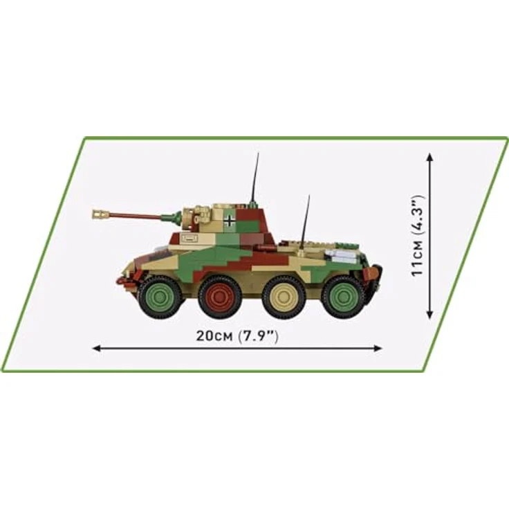 Cobi Historical Collection WWII Puma, Sd.Kfz. 234/2 Modell mit 470 Teilen, Minifigur und beweglichen Elementen, 20 x 7,5 x 11 cm – Bild 3
