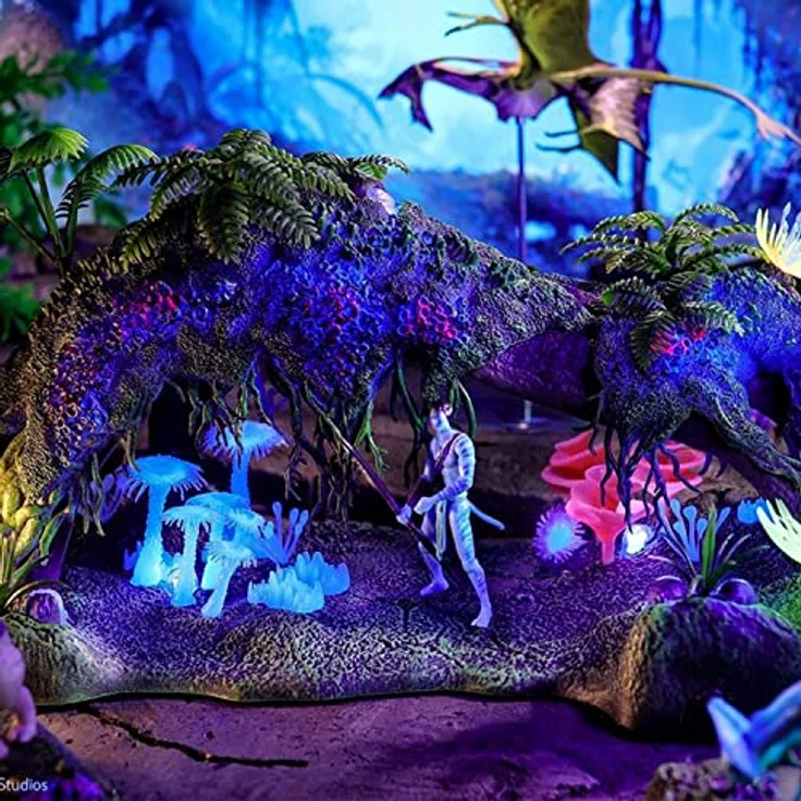 Mcfarlane Toys Avatar W.o.p Deluxe Playset Omatikaya Regenwald mit Jake Sully Figur, mehrfarbig, mit Schwarzlichtlampen und 6 Artikulationspunkten – Bild 2