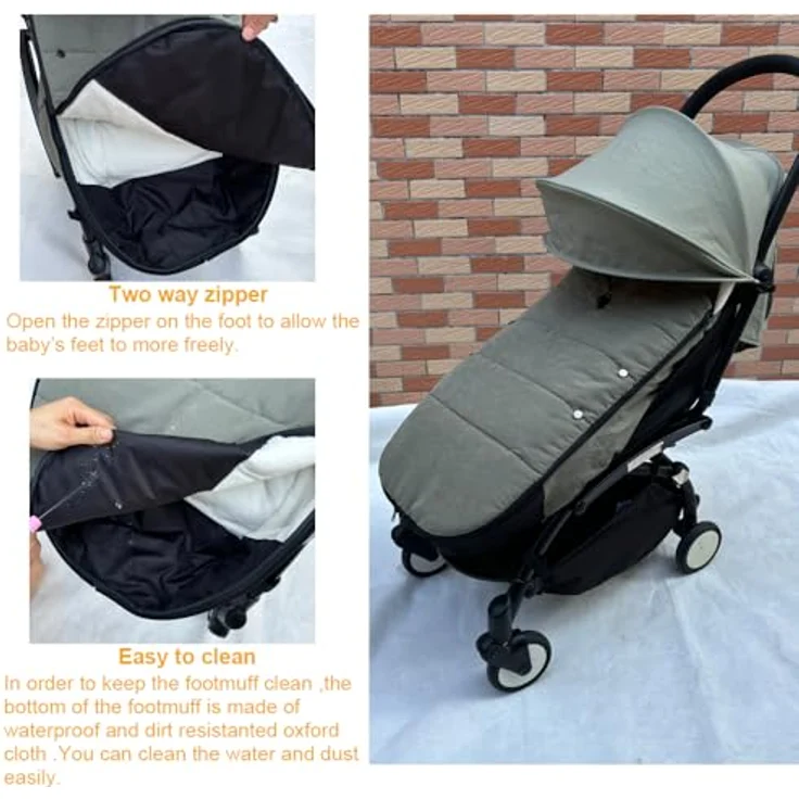 Brogtorl Universeller Kinderwagen-Fußsack, kompatibel mit Babyzen YOYO/YOYO2 & Stokke YOYO3, wind- und kältesicher, leicht zu reinigen (Olive) – Bild 3