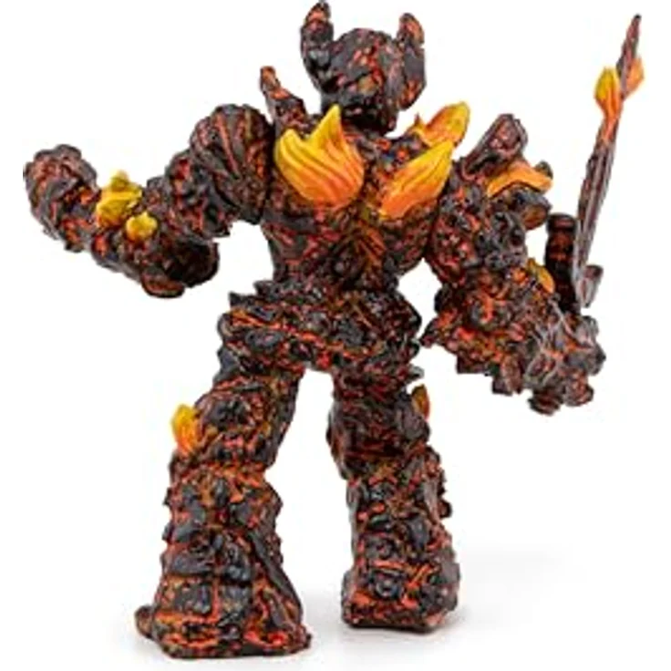Papo Deutschland GmbH Feuer-Golem 5, detailreiche Sammelfigur in Schwarz und Orange, 15 cm mit Waffe – Bild 7