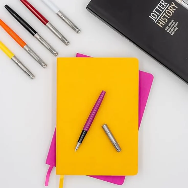 Parker Jotter Originals C.C. Füllhalter, Patronenfüllsystem, Edelstahl-Zierteile, kratzfester Kunststoffschaft, M Schreibbreite, blau, pink – Bild 6