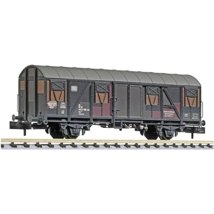 Liliput L265061 N GED. Güterwagen Gos 245 C&A Brenninkmeyer der DB, Modelleisenbahn-Wagen mit glatten Wänden (stark gealtert, ohne Bühne, mit Eigentümeranschriften)