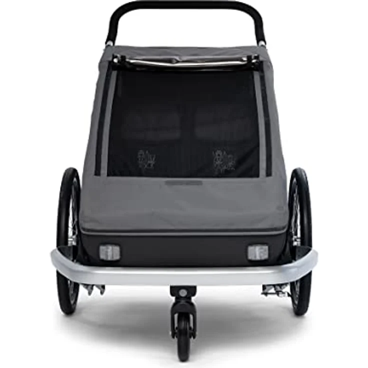Croozer Fahrradkinderanhänger Kid Keeke 2, Fahrradanhänger für 2 Kinder inkl. Buggy Rad, mit Croozer AirPad® Federung, 20" Speichenlaufrädern, silber – Bild 6