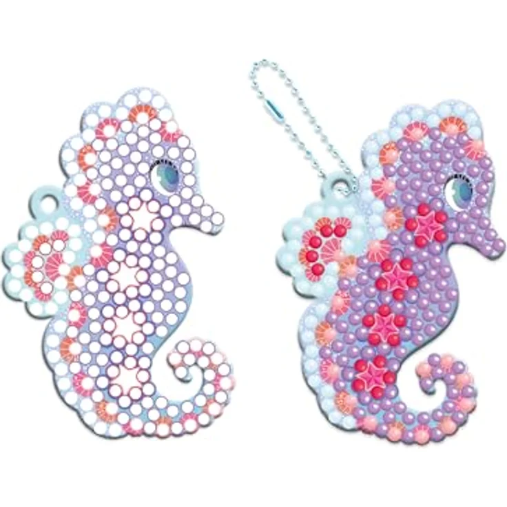 Janod Kreativset Schlüsselanhänger mit Diamantmalerei, 3 Meeres-Motive, inkl. 700 Mini-Strasssteinen und Zubehör für Kinder ab 7 Jahren – Bild 3