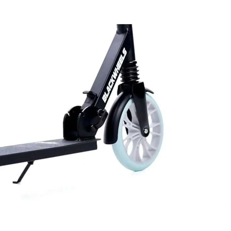 BLACKWHEELS Scooter Zoom, Schwarz und mint, leichter Aluminiumrahmen, schnelles Klappsystem, ergonomische TPU-Griffe, grosse 200 mm Räder, integrierter Stossdämpfer – Bild 8