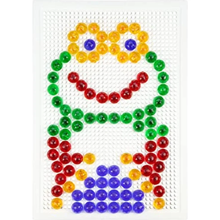 Lena 35627 - Mosaik Steckspiel Set, Steckmosaik mit 120 transparente Stecker, Mosaikstecker Ø 15 mm, Mosaikspiel für Kinder ab 3 Jahre, Komplettset mit Steckplatte ca. 28 x 19,5 cm und Organizer – Bild 6