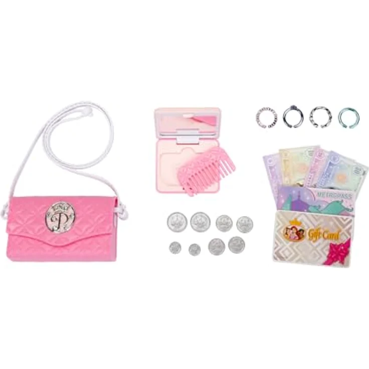 Jakks Pacific Disney Princess Mini-Handtasche aus PVC-Vinyl mit 4-5 Glamour-Accessoires, pink – Bild 3